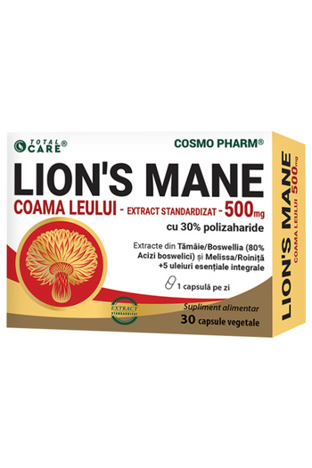 Cosmo Pharm Lion's Mane - Coama-Leului Premium Complex - Standardized at Min. 30% Polysaccharides