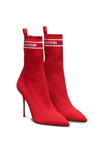 BALMAIN SKYE STRETCH KNIT ANKLE BOOTS