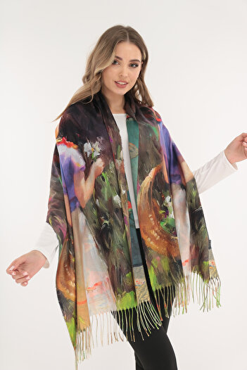 Trend Land Fine cashmere shawl with Printed and two sides