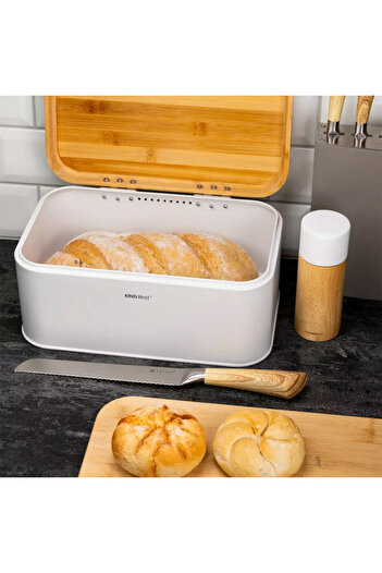 Other KINGHOFF KH-1795 BAMBOO AND STEEL BREAD BOX