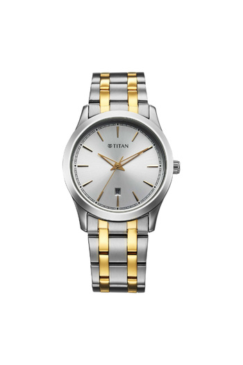 Titan Men's Analog Silver White Dial Watch - 1823BM03