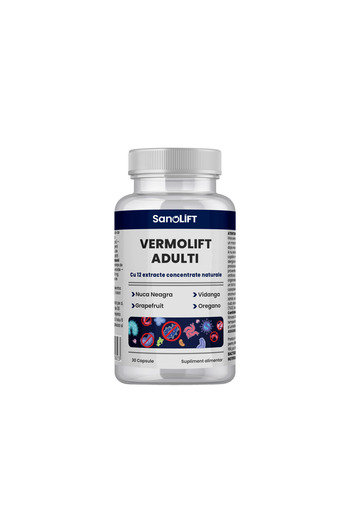 SanoLift Adult Intestinal Parasites Complex - Strong Dewormer with Black Walnut and 11 Natural Extracts 30 Cps.