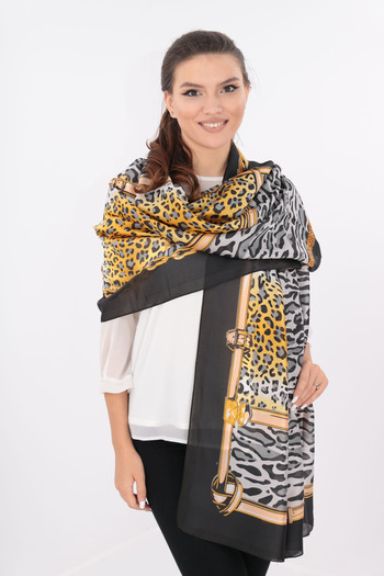 Trend Land Fine scarf with gray animal print