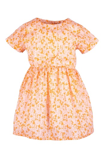 Ozmoz By Mukadder Özden Cotton Floral Orange Summer Little Girls Dress