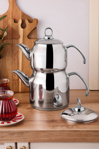 Perotti Tahtakale Induction Base Midi Steel Teapot Set 1.00Lt - 1.80Lt