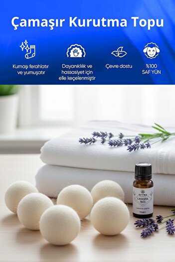 Reyo 6 Laundry Wool Dryer Balls + 100% Pure Lavender Essential Oil