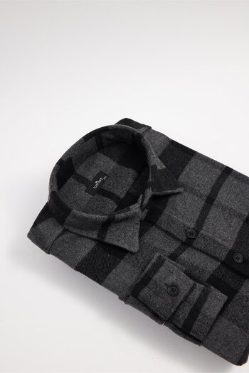 Tudors Men's big size plus size long sleeve plaid winter lumberjack shirt with pockets