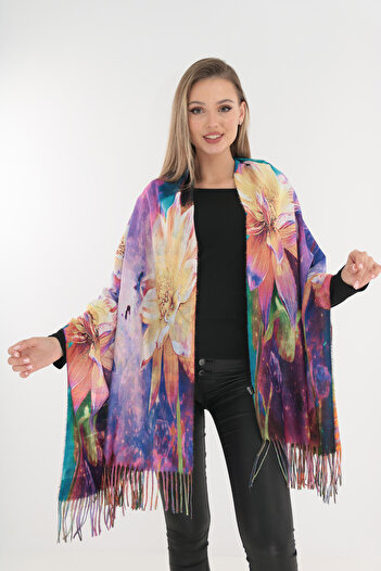 Trend Land Fine cashmere shawl with Printed and two sides