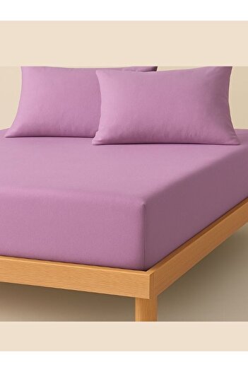 MamCrazy Single/Double 100% Cotton Ranforce Fitted Sheet Set Lilac