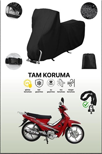 dokaca Black Lock Compatible Mondial 100 Mfm Compatible Motorcycle Tarpaulin, Protective Cover