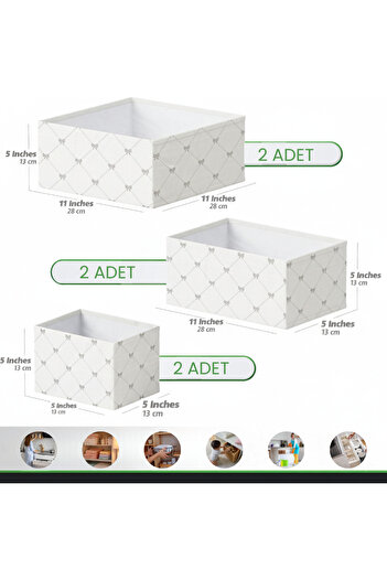 Textia Home 6-Drawer Cabinet Organizer Box Shelf Set Baby Item Children's Room Bathroom Organizer/Bow