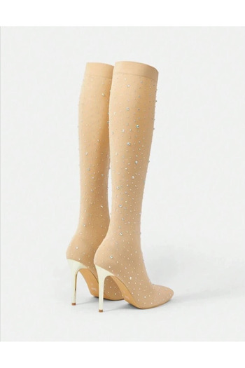 1way Luxurious high-heeled boots with sparkly details for an elegant look