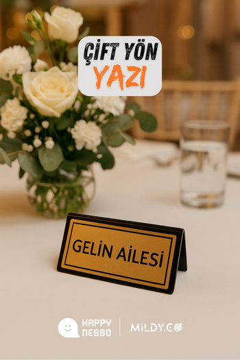 Happynesso Black Plexiglass Top with Gold Metal Lettering from the Tabletop Writing Series – 10X5 cm