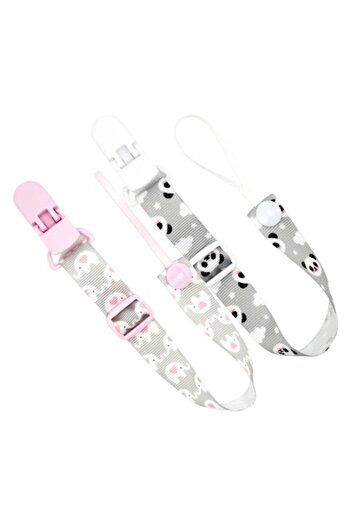 OEM 2-piece fabric pacifier chain set with food-grade plastic clips, BPA-free