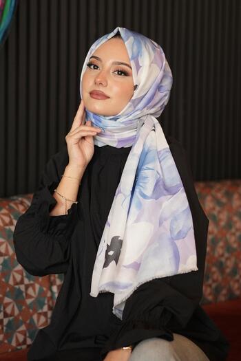 AFVENTE Lavender Pattern Lilac Cotton Shawl