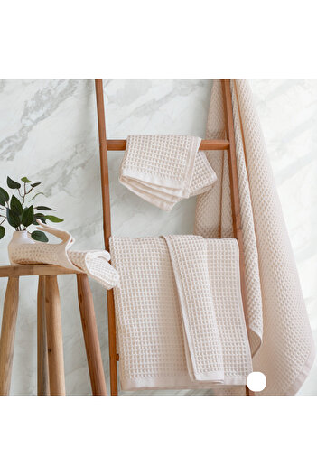Püskül Tekstil Luxury 4-Piece Waffle Weave Towel Set (2 Bath + 2 Hand), 100% Cotton Quality Quick-Drying Towels