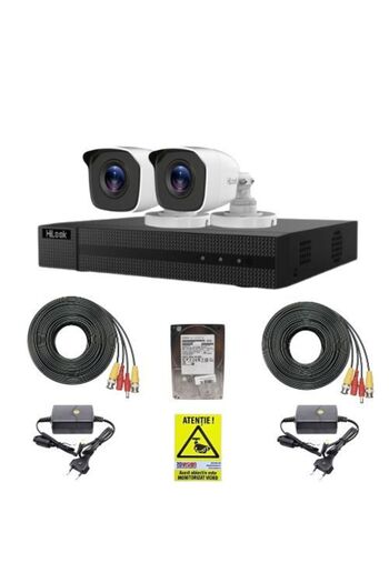Hilook Kit supraveghere Hikvision Hilook, 2 camere 2MP, IR 20m, DVR 4 canale, 2MP, HDD 500GB