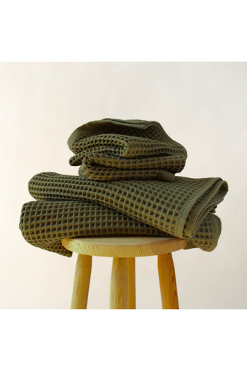 Püskül Tekstil Luxury 4-Piece Waffle Weave Towel Set (2 Bath + 2 Hand), 100% Cotton Quality Quick-Drying Towels