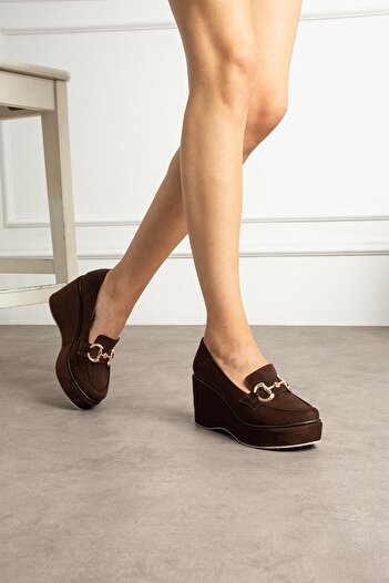 ZENNESHOES Dolgu Topuklu tokalı Kadın ayakkabı