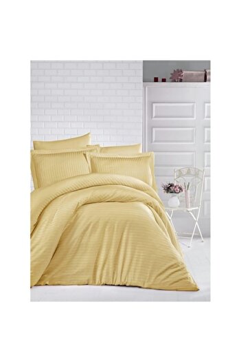 RALEX PUCIOASA Damask Bedding Set with Elastic Sheet for 160x200cm Mattress, 4 Pieces, Ralex Pucioasa, Mustard