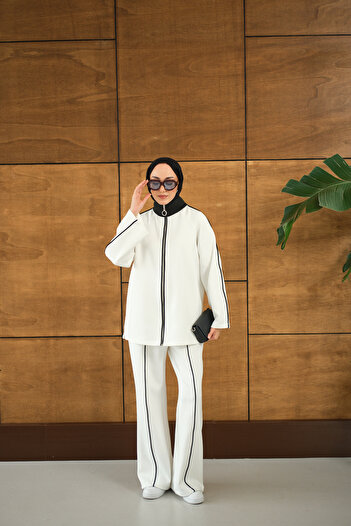 LOCCO Women's Raglan Sleeve Two-Piece Set White
