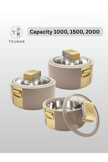 TSUMAB Regalia Premium Insulated Hotpot Set – 3 Pieces (1000 ml, 1500 ml, 2000 ml)