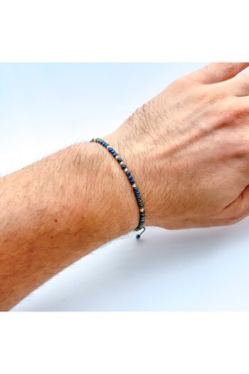 Velar Bracelets Cord Bracelet with Hematite 3mm and 14K Gold Balls 2.5mm (Adjustable)