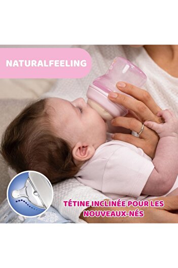 Chicco Anti-Colic Baby Bottle NaturalFeeling for 0 Months+, 150 ml, Soft Silicone Nipple, Neutral Co