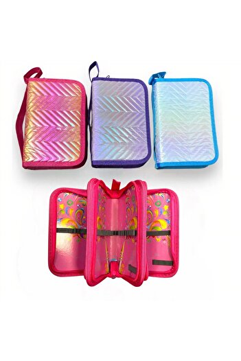 JML School Pencil Case, 19x12cm, with 3 Zippers, Unequipped, Different Colors