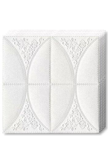 Teno 3D Wallpaper Set, 4.9 sqm coverage, self-adhesive, wall/ceiling, waterproof 70x70 cm, white