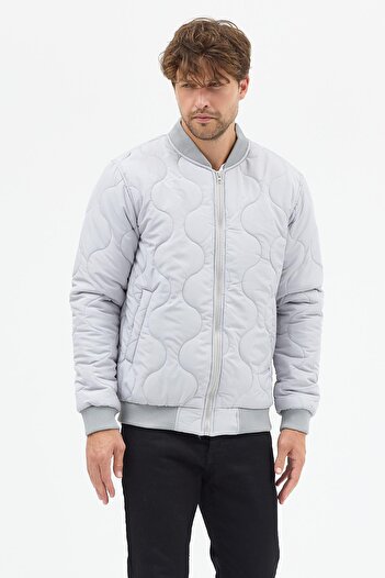 Polo State Men's Quilted Lined Coat Jacket Gray