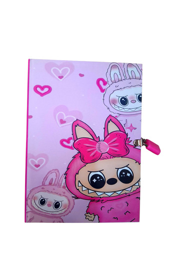 ÇİLEKHOMEAVM Labubu Character Locked Commemorative Daily Memory Notebook - Silicone Labubu Keychain