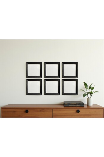 varje 6 Pieces Black Frame Set – 20X20 cm (Outer Measurement) Square Wall Decor and Standing Photo Frame