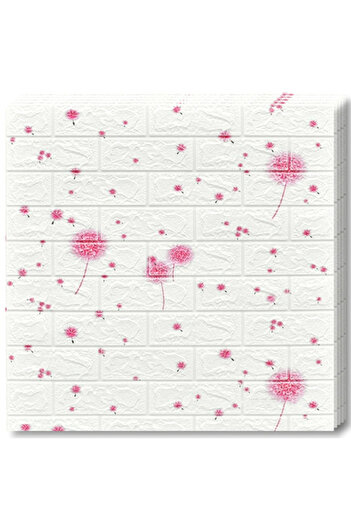 Teno 3D Brick Wallpaper Set, Flower Pattern, 5.3 sqm coverage, self-adhesive, waterproof, 70x77 cm, white