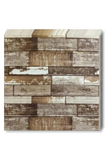 Teno 3D Panel Wallpaper, Wood Model, 4.9 sqm coverage, self-adhesive, waterproof, 70x70 cm, brown