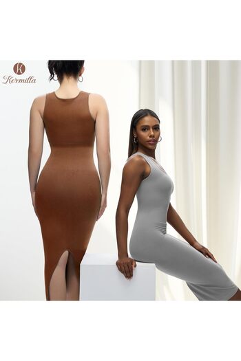OEM Shapewear Dress with Slit, Abdomen Shaping Seamless Bodywear for Women