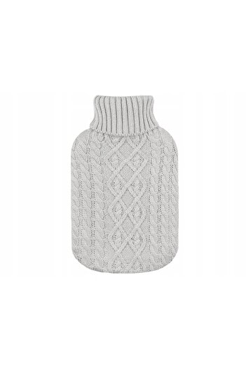 zola Hot water pillow, 2l capacity, rubber, crocheted pattern, gray