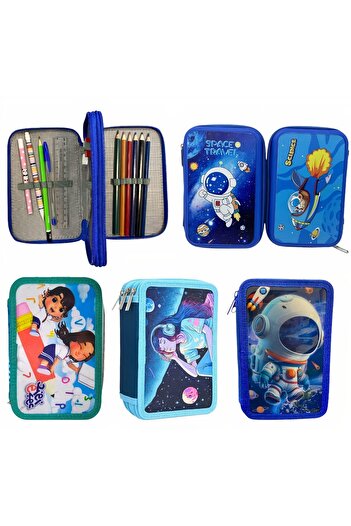 JML School Pencil Case 20x14cm with 2 Zippers, Unequipped 5D, Various Models