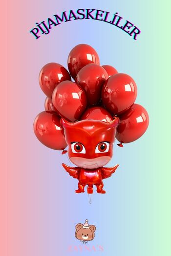 Zayna's Pijamaskeliler Owl Girl Themed Character Foil Balloon Set 67 cm
