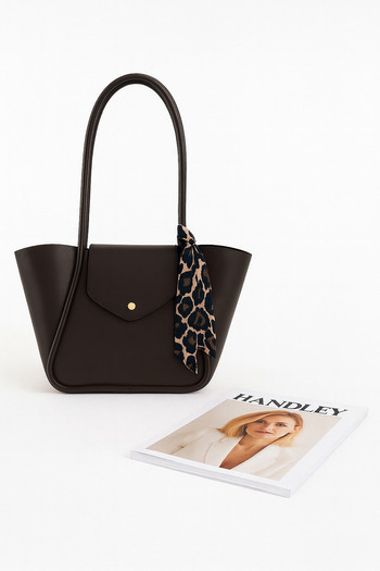 Handley Large Capacity Shoulder Bag with Luxurious Scarf Detail