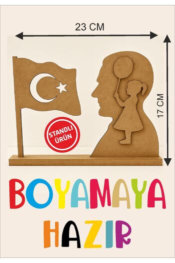 BİR LAZER October 29, November 10 Ataturk Turkish Flag Wooden Toy Painting Activity 1 Piece