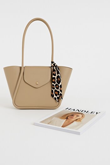 Handley Large Capacity Shoulder Bag with Luxurious Scarf Detail