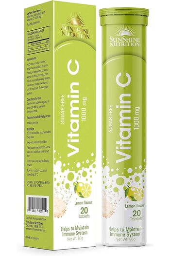 Sunshine Nutrition Vitamin C 1000 Mg, (2 X 20 Tablets) | Effervescent Tablets Value Pack | No Added