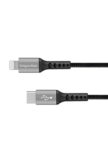 Kruger&Matz USB type C - Lightning cable MFI certified 1m 3A OFC cotton