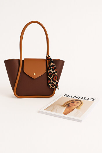 Handley Large Capacity Shoulder Bag with Luxurious Scarf Detail
