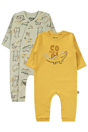 LC Waikiki Baby Boy Romper Without Booties 3-9 Months Mustard