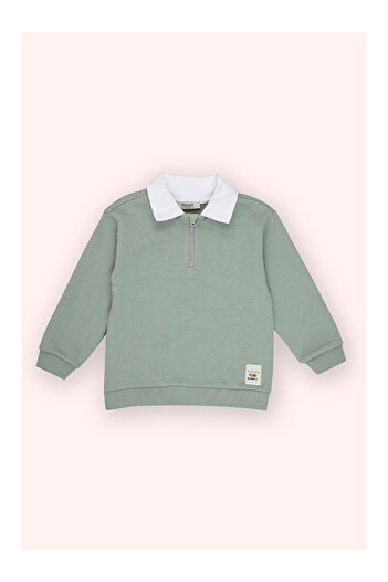 LC Waikiki Boy's Collared Sweatshirt Green