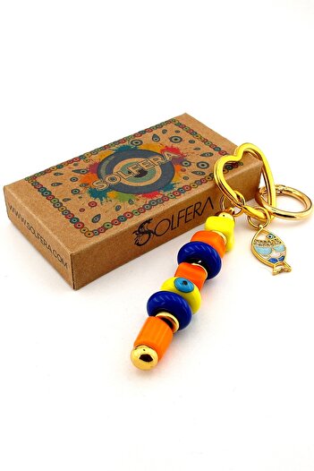 Solfera Colorful Murano Glass Evil Eye Beaded Bag Ornament Fish Charm Keychain Ky059
