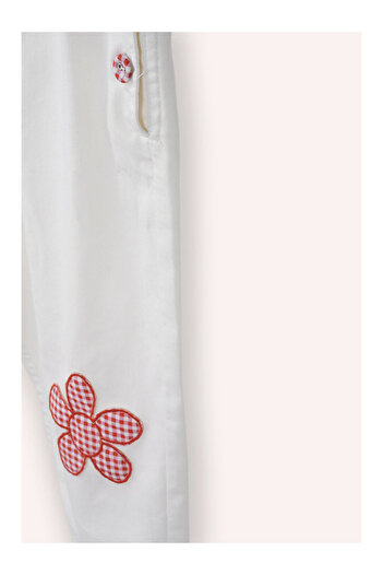LC Waikiki Girl's Floral Detailed Salopet White