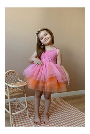 LC Waikiki Pink Tutu Skirt Strap Ballerina Dress for Girls - Jade